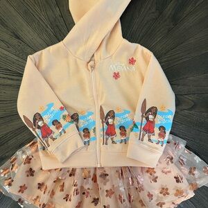Disney Moana Peach Hoodie and Floral Skirt